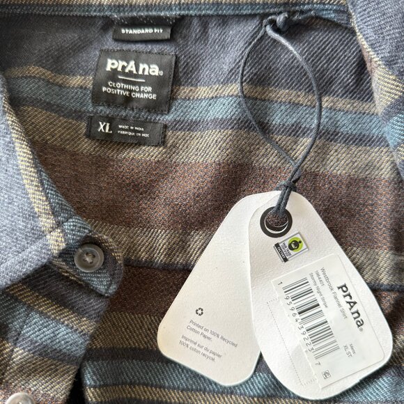 PrAna Westbrook Flannel Shirt - Stormy Night Stripe - Picture 4 of 4